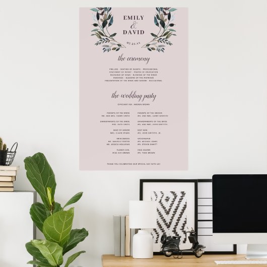 Garden Crest | Mauve Paars Ceremony Program Sign Poster (Thuiskantoor)