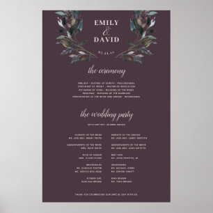 Garden Crest Mauve Paars Ceremony Program Sign Poster