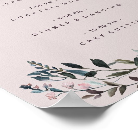 Garden Crest Mauve Paars Floral Wedding Programme Poster (Hoek)