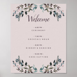 Garden Crest Mauve Paars Floral Wedding Programme Poster