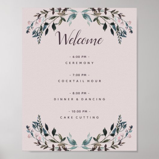 Garden Crest Mauve Paars Floral Wedding Programme Poster (Voorkant)