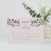 Garden Crest Mauve Paarse Bloemen Reactie Bruiloft RSVP Kaartje (Staand voorkant)