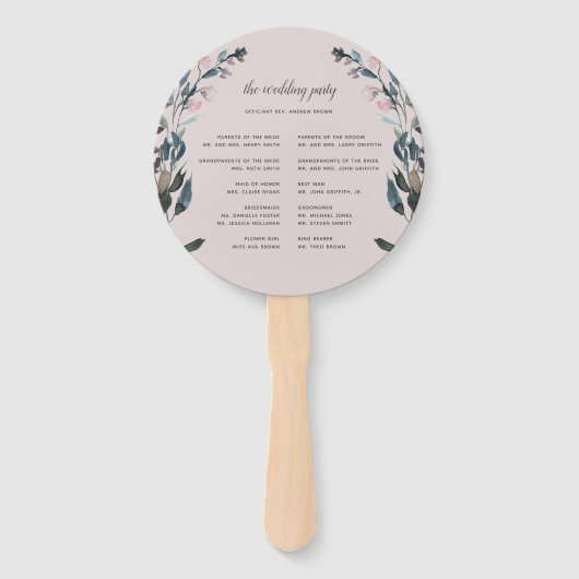 Garden Crest | Programma van de Paarse bruiloft Ma Handwaaier (Achterkant)