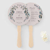 Garden Crest | Programma van de Paarse bruiloft Ma Handwaaier (Voorkant en achterkant)