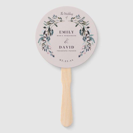 Garden Crest | Programma van de Paarse bruiloft Ma Handwaaier (Voorkant)