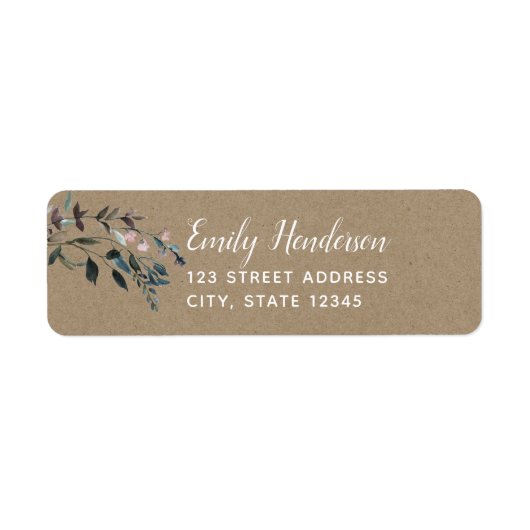 Garden Crest Rustic Kraft Floral Retouradres Etiket (Voorkant)