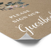 Garden Crest | Rustieke bloemen bruiloftgastenboek Poster (Hoek)