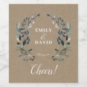 Garden Crest rustieke Kraft proost bruiloft gunst Wijn Etiket (Enkel label)