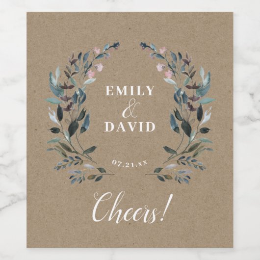 Garden Crest rustieke Kraft proost bruiloft gunst Wijn Etiket (Enkel label)