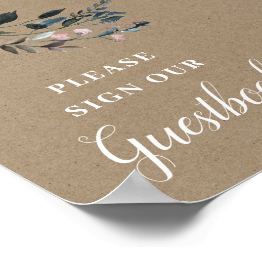 Garden Crest | Rustisch bloemenschoon trouwgastenb Poster (Hoek)