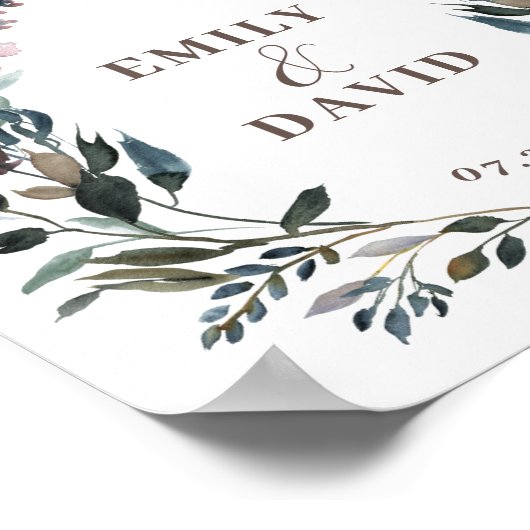 Garden Crest | White Dusty Blue Welcome Wedding Poster (Hoek)