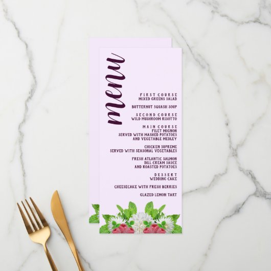 Garden Dahlia Vrijgezellenfeest Menu (Voorkant / Achterkant in situ)