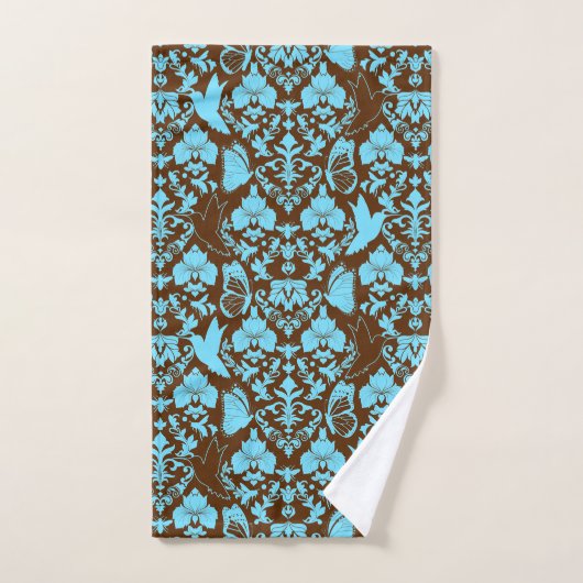 Garden Damask Brown en Turquoise Bad Handdoek (Handdoek)