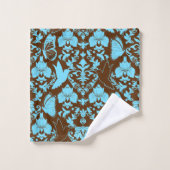 Garden Damask Brown en Turquoise Bad Handdoek (Wasdoekje)