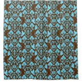 Garden Damask Brown en Turquoise Douchegordijn (Voorkant)