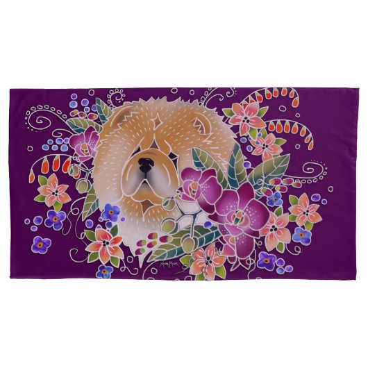 GARDEN DANCE CHOW - KING kussensloop aubergine (Voorkant-Links)