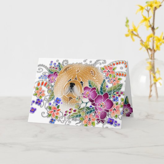 GARDEN DANCE Chow - Kunstkaarten van Sandra Miller Kaart (Gele Bloem)