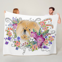 GARDEN DANCE CHOW wit- Fleece Deken 3 maten