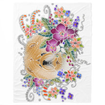 GARDEN DANCE CHOW wit- Fleece Deken 3 maten