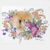GARDEN DANCE CHOW wit- Fleece Deken 3 maten (Voorkant (Horizontaal))