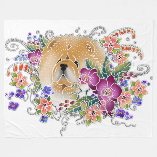 GARDEN DANCE CHOW wit- Fleece Deken 3 maten (Voorkant (Horizontaal))