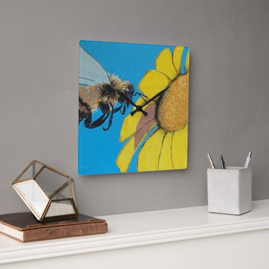 'Garden Dance' Schilderen op een Vierkante Klok (Kantoor)