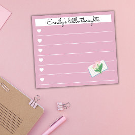 Garden Day Dreams - Heart & Floral Personalized Post-it® Notes