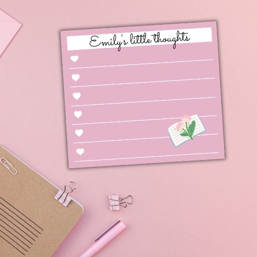 Garden Day Dreams - Heart & Floral Personalized Post-it® Notes