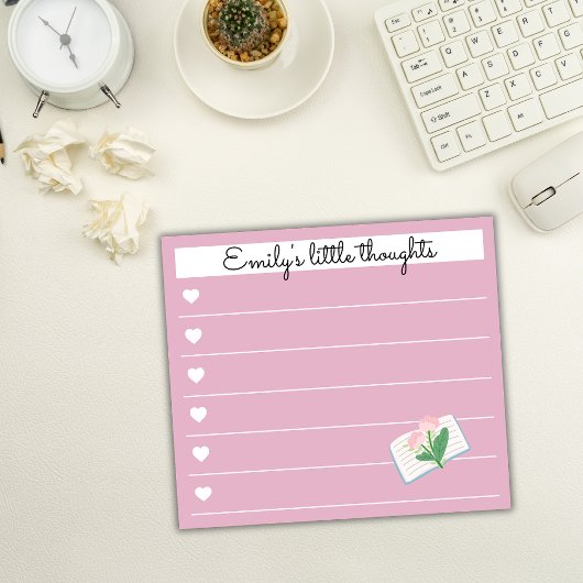 Garden Day Dreams - Heart & Floral Personalized Post-it® Notes