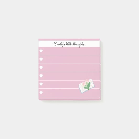 Garden Day Dreams - Heart & Floral Personalized Post-it® Notes (Voorkant)