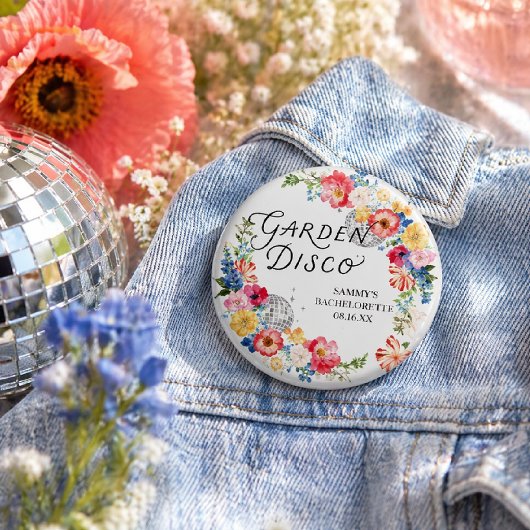 Garden Disco Bachelorette Button Pin