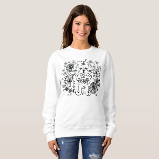 GARDEN DOODLE CHOW - witte shirten - kies stijl Trui (Voorkant volledig)