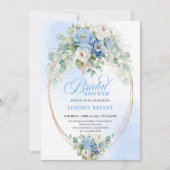 Garden Dusty Blue Peony Eucalyptus Bridal Shower Kaart (Voorkant)