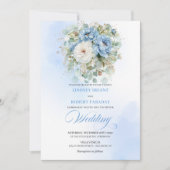 Garden Dusty Blue White Flowers Download Wedding Kaart (Voorkant)