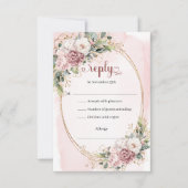 Garden Dusty Pink Greenery Wedding RSVP (Voorkant)