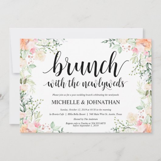 Garden Elegance Floral Post Wedding Brunch Invites Kaart (Voorkant)