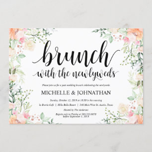 Garden Elegance Floral Post Wedding Brunch Invites Kaart