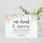 Garden Elegance Floral Post Wedding Brunch Invites Kaart (Staand voorkant)