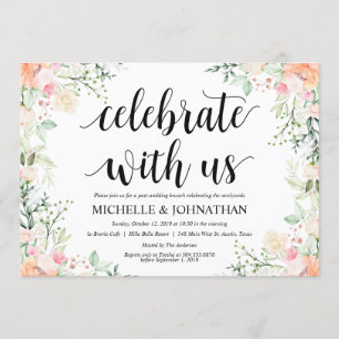 Garden Elegance Floral Post Wedding Brunch Invites Kaart