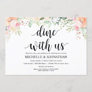 Garden Elegance Floral Post Wedding Brunch Invites Kaart
