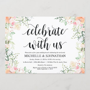 Garden Elegance Floral Post Wedding Brunch Invites Kaart