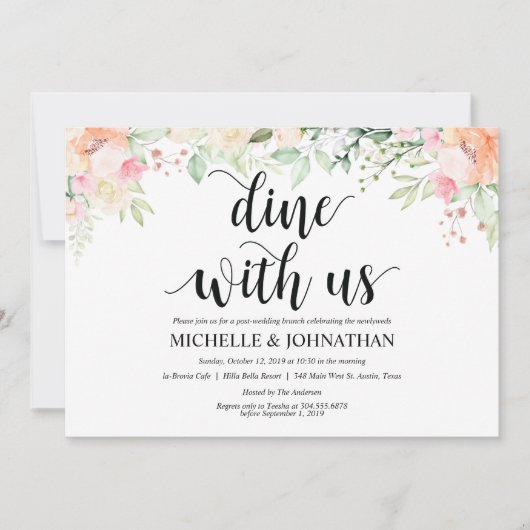 Garden Elegance Floral Post Wedding Brunch Invites Kaart (Voorkant)