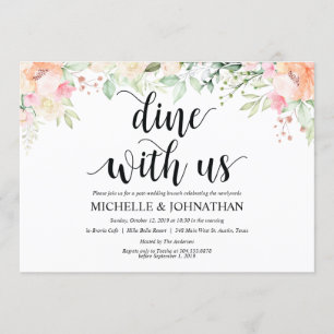 Garden Elegance Floral Post Wedding Brunch Invites Kaart