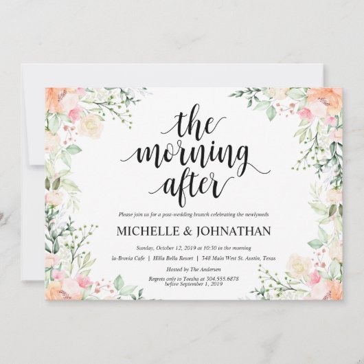 Garden Elegance Floral Post Wedding Brunch Invites Kaart (Voorkant)