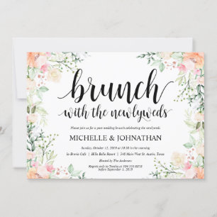 Garden Elegance Floral Post Wedding Brunch Invites Kaart