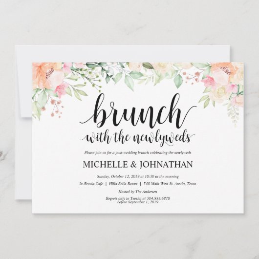Garden Elegance Floral Post Wedding Brunch Invites Kaart (Voorkant)
