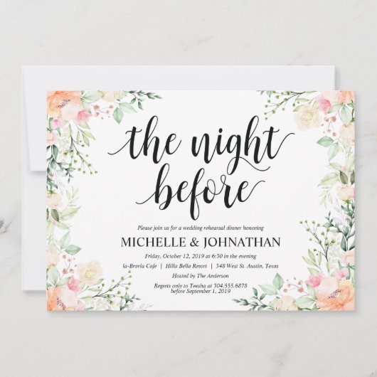 Garden Elegance Wedding Rehearsal Dinner Invites Kaart (Voorkant)