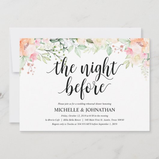 Garden Elegance Wedding Rehearsal Dinner Invites Kaart (Voorkant)