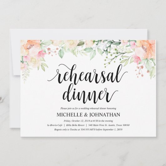 Garden Elegance Wedding Rehearsal Dinner Invites Kaart (Voorkant)