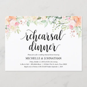 Garden Elegance Wedding Rehearsal Dinner Invites Kaart